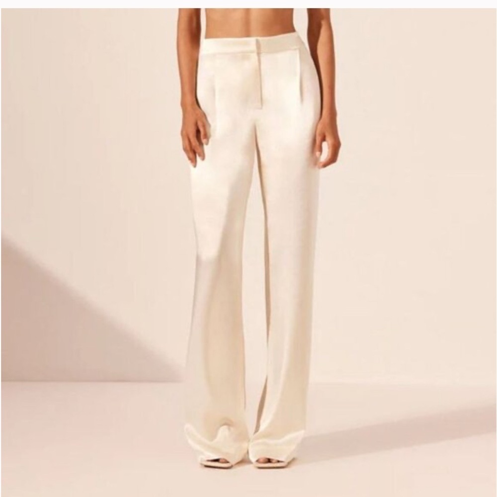 Shona Joy LA LUNE MID RISE STRAIGHT LEG PANT - CREAM